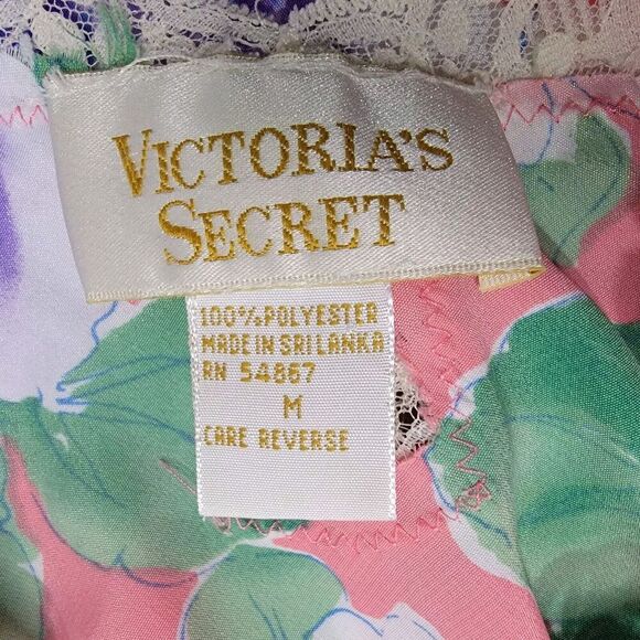 Vtg Victorias Secret Gold Label Slip Dress 90s Y2K Floral Lace Babydoll Medium - Picture 2 of 16